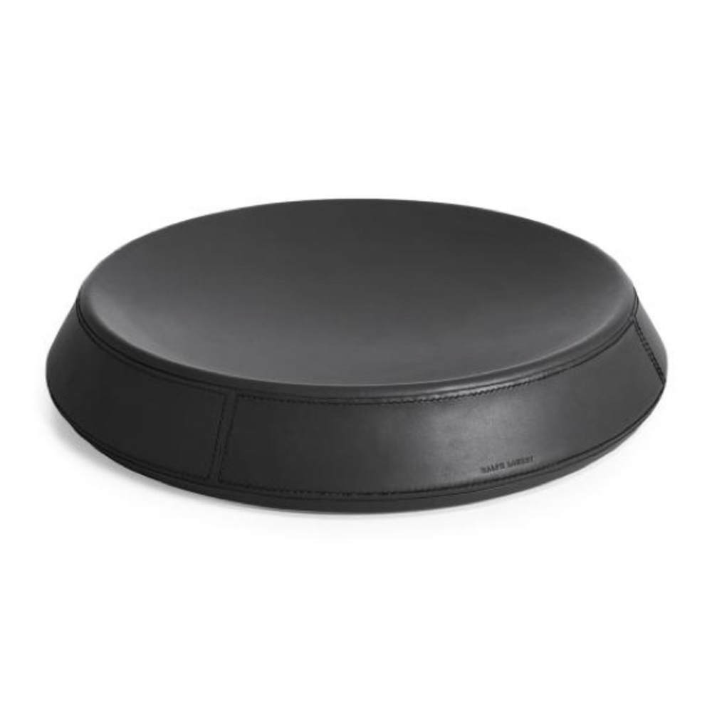Ralph Lauren Black Leather Round Decorative Brennan Catchall NEW
